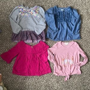 Size 4T assorted brands girls long sleeved shirts